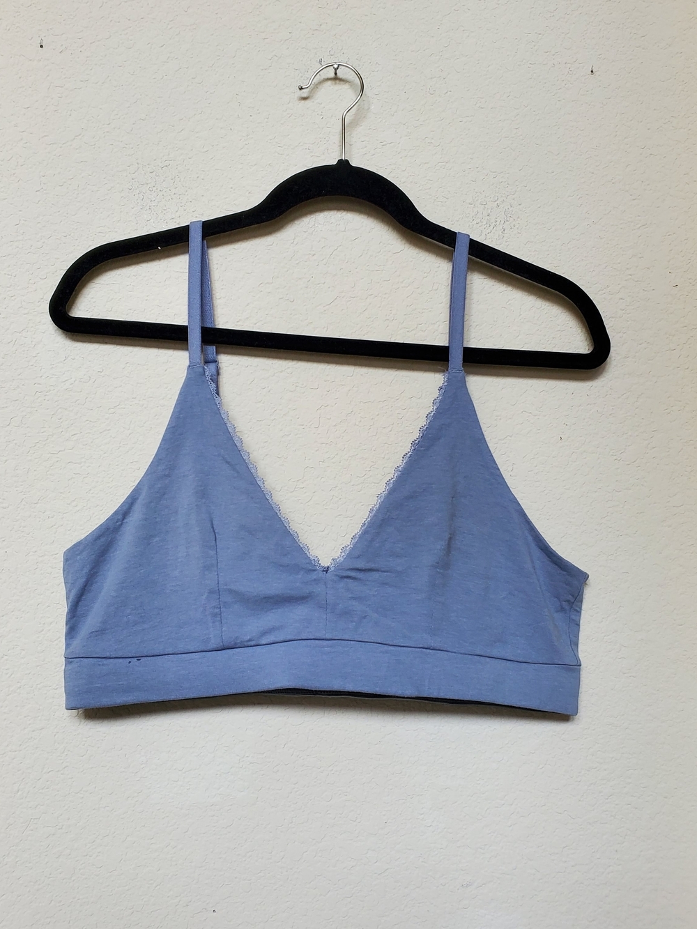 Pact Blue Lace-Trim Bralette.  Size XL